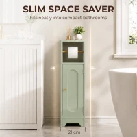 HOMCOM Small Bathroom Storage Cabinet with Toilet Roll Holder - Light Green(m-4)
