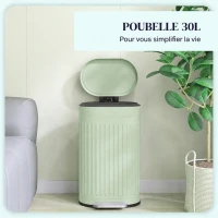 HOMCOM Poubelle de cuisine poubelle à pédale 30L couvercle à fermeture douce seau intérieur amovible 36,5 x 31,2 x 60,8 cm vert(m-4)