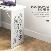 HOMCOM Escritorio de ordenador plegable con estantería, puesto de trabajo, tablero blanco y estante ajustable, 98x51x153cm, blanco(m-6)