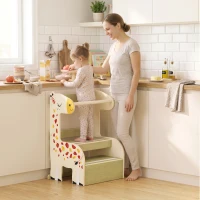 AIYAPLAY Torre Montessoriana Bambini in Legno, Antiscivolo, Barre di Sicurezza, Design a Giraffa, 3-8 Anni, Cucina, Bagno(m-11)