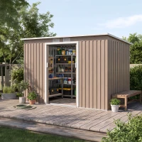 Outsunny 4 x 9ft Metal Shed, with Foundation Shed - Brown(m-8)