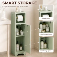 HOMCOM Small Bathroom Storage Cabinet with Toilet Roll Holder - Light Green(m-5)