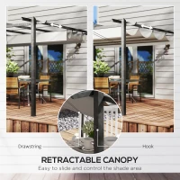 Outsunny 4 x 3(m) Aluminium Pergola with Retractable Roof, Garden Gazebo Canopy Shelter for Outdoor, Patio, Grey(m-9)