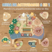AIYAPLAY Mesa de Actividades para Bebé 1-3 Años 6 en 1 Montessori con Engranajes Laberinto de Cuentas Reloj Giratorio Zanahorias(m-4)