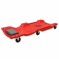 HOMCOM Carrello Sottoscocca Officina, Ribassato, Poggiatesta Imbottito, 2 Vassoi, 150 kg, Rosso(m-11)