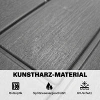Outsunny Gartenbox 379 Liter Wasserdicht Abschließbar UV-beständig Auflagenbox mit Holzoptik für Garten 122,5x56x62cm Grau(m-5)