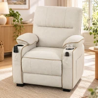 HOMCOM Electric Massage Recliner Armchair with Vibration, Heat, Whisper-Quiet Motor, Memory Function, Spring Pack, Beige(m-8)