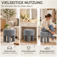 HOMCOM Fußhocker aus modernem Chenille Polsterhocker mit Holzbeinen 43 cm Hellgrau(m-4)