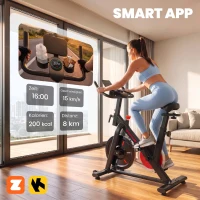 SPORTNOW Heimtrainer Fahrrad Höhenverstellbar Hometrainer mit Magnetwiderstand APP verstellbarem Sitz LCD-Monitor Handyhalter(m-4)