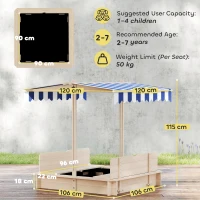 Outsunny Kids Square Wooden Sandpit, Children Sandbox Outdoor Playset(m-3)