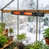 Outsunny 3000 W Electric Infrared Patio Heater, Wall Mounted IP65 Garden Heater with 9 Heat Settings, 24 H Timer, Black(m-9)
