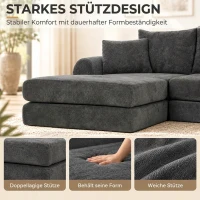 HOMCOM Modułowa narożna sofa rozkładana, wielofunkcyjna, miękki design bez ostrych krawędzi, 76 cm głębokości siedziska, wysoko gęsta pianka, ciemnoszary(m-6)