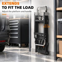 HOMCOM 2-in-1 Folding Sack Truck & Platform Trolley, Heavy Duty 220kg/120kg Hand Truck with Adjustable Platform & Handle(m-7)