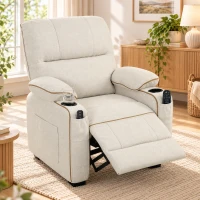 HOMCOM Electric Massage Recliner Armchair with Vibration, Heat, Whisper-Quiet Motor, Memory Function, Spring Pack, Beige(m-9)
