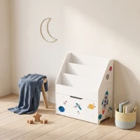 AIYAPLAY Libreria per bambini con cassetto mobile, 3 ripiani, 3-8 anni, bianco(m-10)