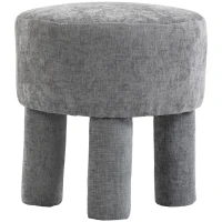 HOMCOM Fußhocker aus modernem Chenille Polsterhocker mit Holzbeinen 43 cm Hellgrau(m-11)