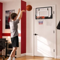 SPORTNOW Panier de Basket Mural ou sur Porte Arceau en Acier Ø40 cm Filet en Nylon Panneau en PE pour Intérieur Noir(m-16)
