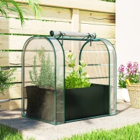 Outsunny Mini Serre avec Sac de Plantation, Serre Portable avec porte enroulable, 68 x 50 x 70 cm, Vert Foncé(m-11)
