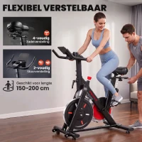 SPORTNOW Verstelbare hometrainer met magnetische weerstand, app-functie, verstelbaar zadel, lcd-monitor en telefoonhouder(m-7)