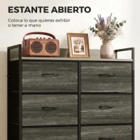 HOMCOM Cómoda con 6 Cajones Plegables Cajonera de Tela con Estructura de Acero Estilo Industrial 79x29x85 cm Gris(m-5)