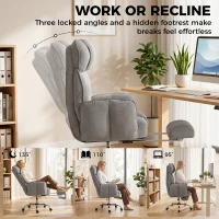 HOMCOM Executive Office Chair Height Adjustable Desk Chair Reclining Flip-up Armrest Footrest, Grey(m-6)