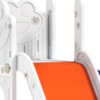 AIYAPLAY 5 in 1 Kids Slide Set with Basketball Hoop, Climbing Frame, Telescope, Storage Box for Toddlers Ages 1-3, Orange(m-13)