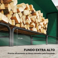 Outsunny Lenheiro com Cobertura para Interior e Exterior, Carga 300 kg, 300x36x99 cm, Verde-Escuro e Preto(m-5)