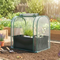 Outsunny Mini Estufa com Bolsa de Plantação Estufa Pequena Portátil para Interior e Exterior 68x50x70 cm Verde(m-2)