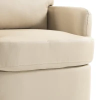 HOMCOM 360° Swivel Accent Chair, Modern Armchair with Thick Cushion, PU Leather Upholstered, Cream White(m-13)