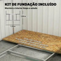 Outsunny Abrigo de Jardim 2,81 m² em Aço Galvanizado com Prateleiras Ajustáveis, Porta de Correr e Kit de Base, Branco(m-6)