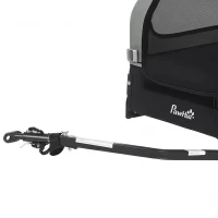 PawHut Opvouwbare Fietsaanhanger voor Middelgrote Honden tot 20kg Helling, Reflectoren, Lijn en Vlag Grijs(m-10)