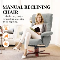 HOMCOM Faux Microfibre Leather Manual Recliner and Footstool Set - Grey(m-4)