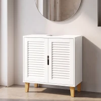HOMCOM Mobile Sottolavabo con Ripiano Regolabile e Ante a Persiana, Bianco(m-2)