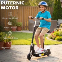 HOMCOM Trotinetă Electrică Pliabilă pentru Copii 7+ Ani cu Șa și Ghidon Reglabil, 2 Roți, Negru, 81.5x37x96 cm(m-4)