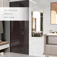 HOMCOM Espejo Rectangular de Pared Espejo de Ventana 110x50cm con Marco Metal Espejo Decorativo para Salón Dormitorio Dorado(m-4)