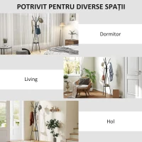 HOMCOM Cuier Vertical Modern de Podea pentru Hol, 45x45x180cm, Negru(m-6)