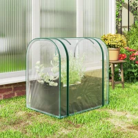 Outsunny Mini Serre avec Sac de Plantation, Serre Portable avec porte enroulable, 68 x 50 x 70 cm, Vert Foncé(m-10)