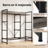 HOMCOM Cómoda con 6 Cajones Plegables Cajonera de Tela con Estructura de Acero Estilo Industrial 79x29x85 cm Gris(m-7)
