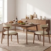 HOMCOM Lot de 2 Chaises Salle à Manger, Chaises de Cuisine en Chenille avec Dossier Incurvé, Assise Rembourrée, Beige(m-9)