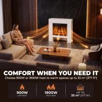HOMCOM Freestanding Electric Fireplace Suite, Electric Fire and Surround with Shelf, Adjustable Flame Effect, Timer, Remote(m-6)