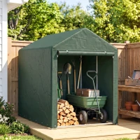 Outsunny Abrigo para Ferramentas Bicicletas e Motos 120x179x165 cm Garagem Portátil com 2 Habitações Verde Escuro(m-8)
