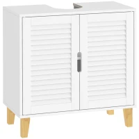HOMCOM Mobile Sottolavabo con Ripiano Regolabile e Ante a Persiana, Bianco(m-12)
