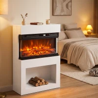HOMCOM Elektrokamin 3D Flammeneffekt Wandkamin elektrisch Kaminsims 64 cm Weiß(m-8)