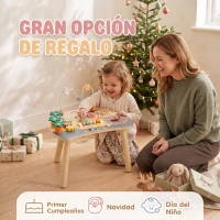 AIYAPLAY Mesa de Actividades para Bebé 1-3 Años 6 en 1 Montessori con Engranajes Laberinto de Cuentas Reloj Giratorio Zanahorias(m-7)