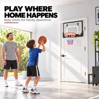 SPORTNOW Panier de Basket Mural ou sur Porte Arceau en Acier Ø40 cm Filet en Nylon Panneau en PE pour Intérieur Noir(m-8)