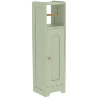 HOMCOM Small Bathroom Storage Cabinet with Toilet Roll Holder - Light Green(m-1)