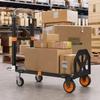 HOMCOM 2-in-1 Folding Sack Truck & Platform Trolley, Heavy Duty 220kg/120kg Hand Truck with Adjustable Platform & Handle(m-8)