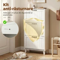 HOMCOM Dulap pentru încălțăminte, 3 sertare rabatabile, rafturi reglabile, îngust, Alb.(m-9)