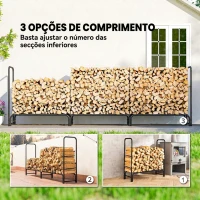 Outsunny Lenheiro com Cobertura para Interior e Exterior, Carga 300 kg, 300x36x99 cm, Verde-Escuro e Preto(m-7)