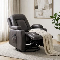 HOMCOM PU Leather Recliner Chair, Recliner Armchair with Extended Footrest, Cup Holders and Side Pockets, Dark Brown(m-8)